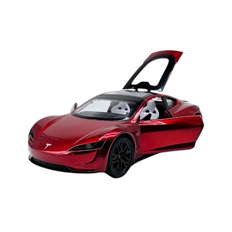 Masina Metalica Tesla Roadster Sunete Realistice Farurile Si