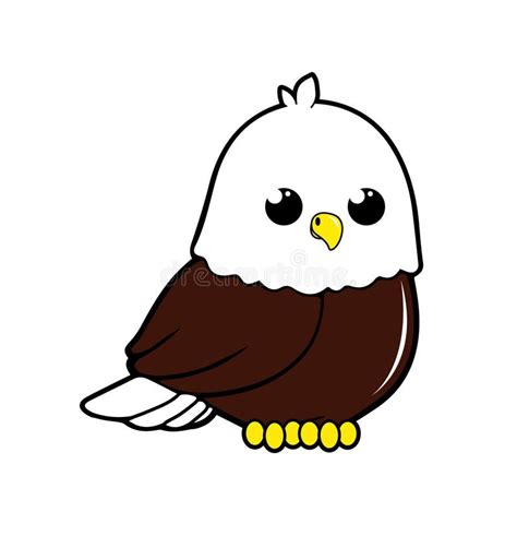 Cute Bald Eagle Cartoon Mascot Vector Illustration Stock Vector