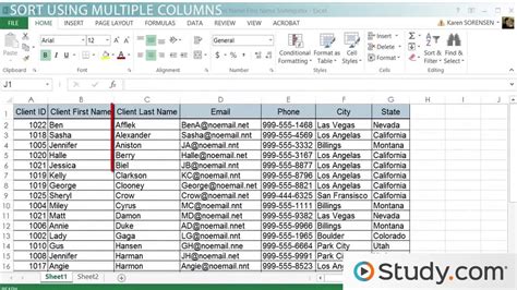 How to Sort Data in Excel - Lesson | Study.com