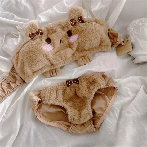 Kawaii Brown Fuzzy Teddy Bear Lingerie Set Ddlg Playground