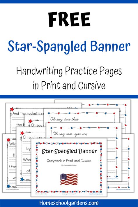 Star Spangled Banner Handwriting Practice Free Printable