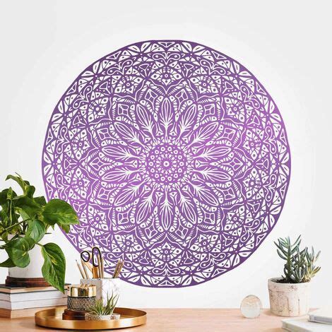 Runde Tapete selbstklebend Mandala Ornament in Lila Ø 50cm