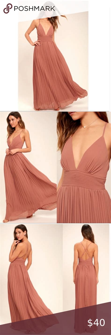 Lulus Depths Of My Love Mauve Rose Maxi Dress Pleated Maxi Dress