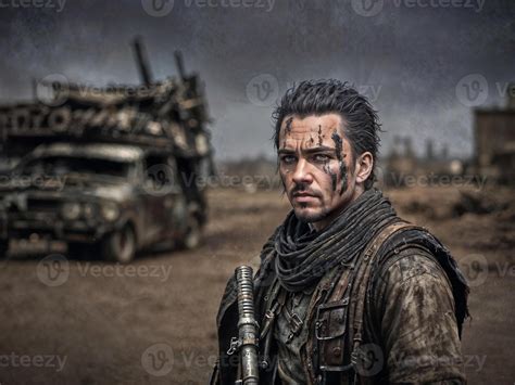 portrait of Post-Apocalyptic Wasteland Warriors in armor suit, 23998003 ...