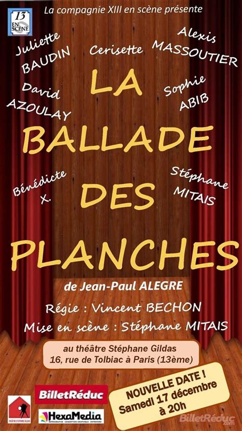 Spectacle La Ballade des Planches à Paris samedi 17 décembre 2022