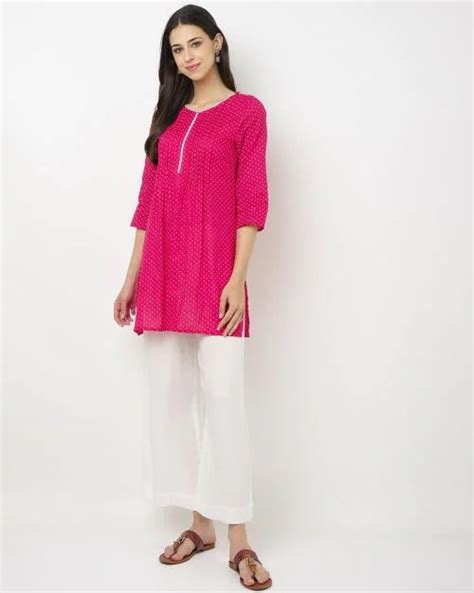 Buy Polka Dot Print Straight Kurti Online At Best Prices In India