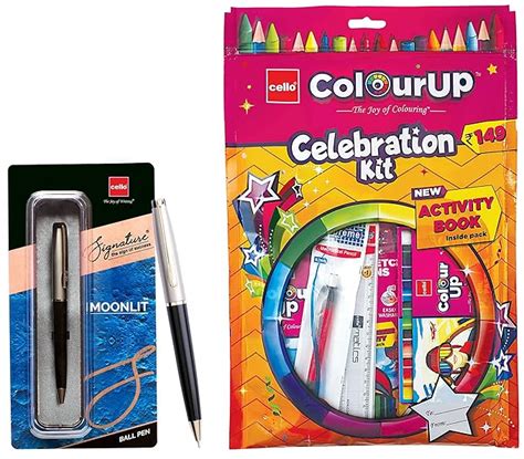 Cello Signature Moonlit Ball Pen Colourup Celebration Kit Blue