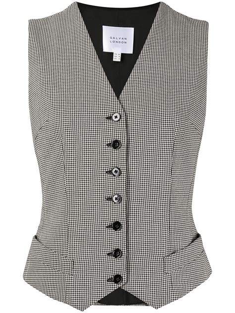 Galvan Houndstooth Single Breasted Waistcoat Farfetch