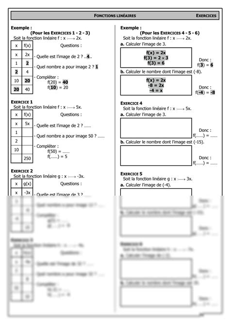 SOLUTION Chap 6 Ex 1 Fonctions Lin Aires Images Et Ant C Dents Corrige