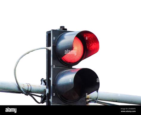 Red Traffic Lights Isolated On White Stock Photo Alamy