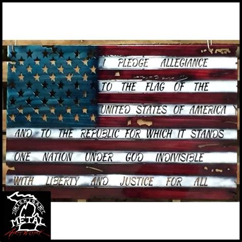 Weathered American Flag Metal Wall Art - Michigan Metal Artwork