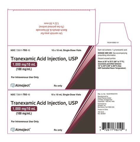 Tranexamic Acid Almaject Inc Fda Package Insert