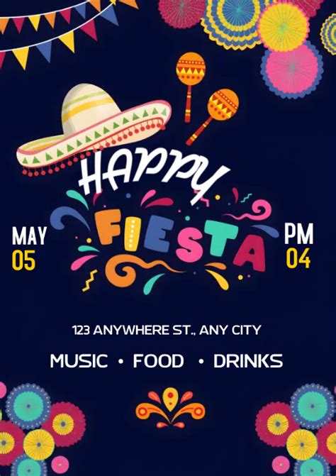 Plantilla De Happy Fiesta Flyer Postermywall