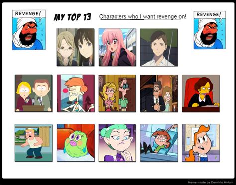 My Top 13 Characters Who I Want Revenge On by hayaryulove on DeviantArt