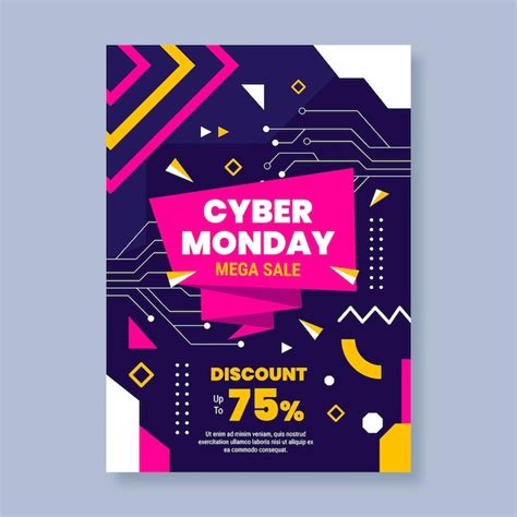 Plantilla De Cartel Vertical Plano De Cyber Monday Vector Premium