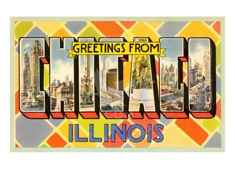 Greetings From Chicago Illinois Art Print Postcard