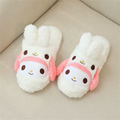 Kawaii Sanrio Anime Hobby My Melody Cinnamoroll Kuromi Fall Winter Cartoon Plush Home Shoes