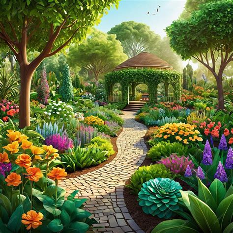 premium photo  colorful garden   walkway  flowers