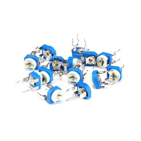 Pcs Potentiometers Rm Horizontal Trimpot Blue White Adjustable