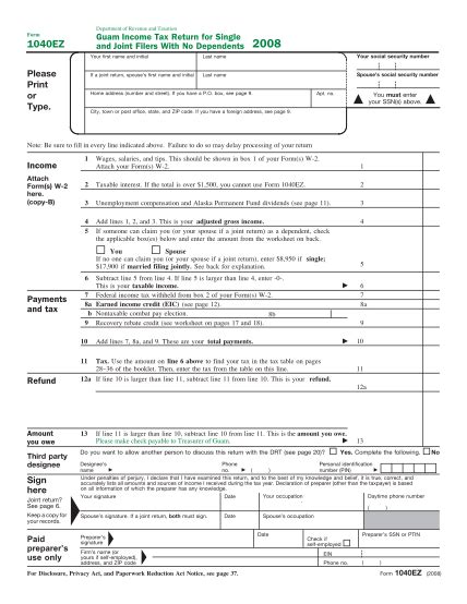 1040ez Form Printable 2022