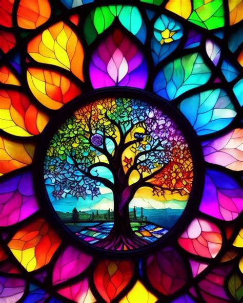 Stained Glass Tree Life Ai Photo Generator Starryai