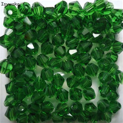 Isywaka Sale Deep Green Pcs Mm Bicone Austria Crystal Beads Charm