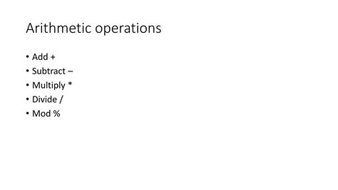 Arithmetic And Logic Operations In C Ppt