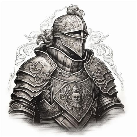 Premium Photo | A drawing of a knight in armor with a shield and shield.