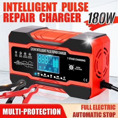 12V 24V 10A 7 Stage Intelligent Pulse Repair Charger With LED Display