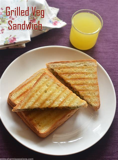 Veg Grilled Sandwich Recipe | Vegetable Grilled Sandwich - Sharmis Passions