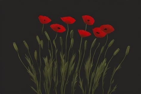 Premium Photo | Red poppies on black background Remembrance Day ...