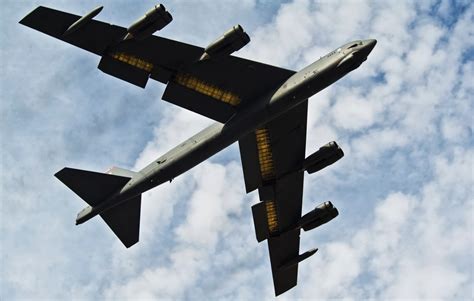 B 52h Stratofortress Strategic Bomber Flies Over Minot Air Force Base