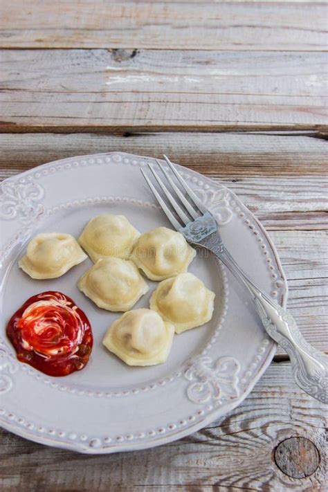 Russian Pelmeni Meat Dumplings. Stock Photo - Image of homemade, cafe ...