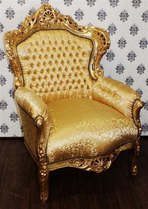 Casa Padrino Barock Sessel King Gold Muster Gold Möbel Antik Stil