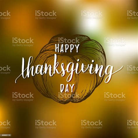 Pumpkin Vector Illustration With Happy Thanksgiving Day Lettering