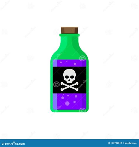 Flat Poison Bottle Icon Toxin Poison Silhouette Venom Chemical Drink Glass Skull Caution Vector