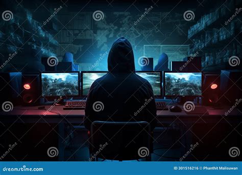 A Professional Hacker Hooded And Enigmatic Seated In Front Of A Bank