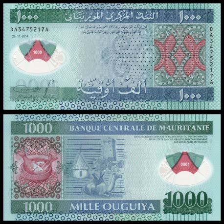 Billet de banque Mauritanie P 19 1 000 ouguiya 2014 polymère 10