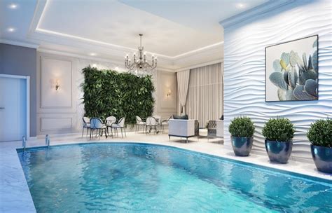 Premium Photo | Luxury swimming pool for home, hotel, spa and apartments