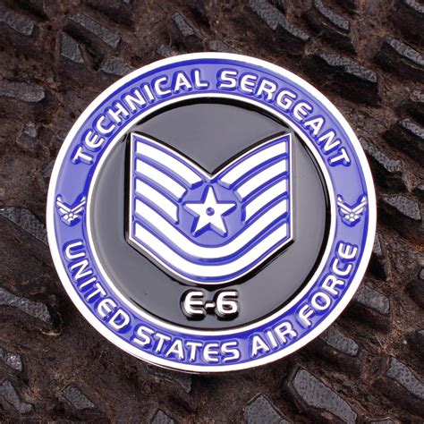 Air Force Technical Sergeant E6 Challenge Coin United States Air Force Tech Sergeant Rank