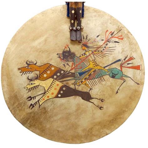 American Indian Carving Hand Drum W Seated Warrior In 2021 Native