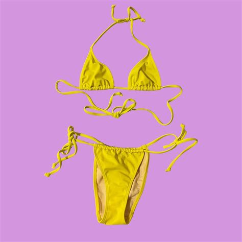 Pacsun Blue Hour Yellow Bikini Size Xxs Not Depop