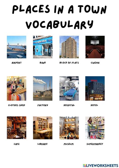 places  town  interactive worksheets