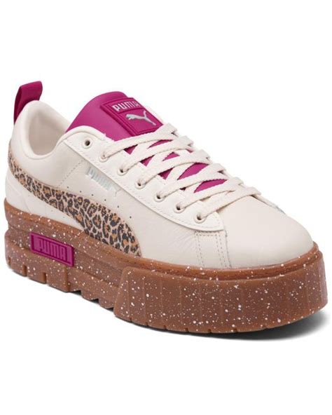 Puma Lace Mayze Se Leopard Print Casual Sneakers From Finish Line In