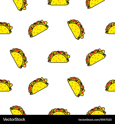 Taco Mexican Food Seamless Pattern Royalty Free Vector Image