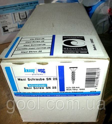Купить Шуруп Knauf Aquapanel Maxi Schraube SN 25 саморез для аквапанели ...