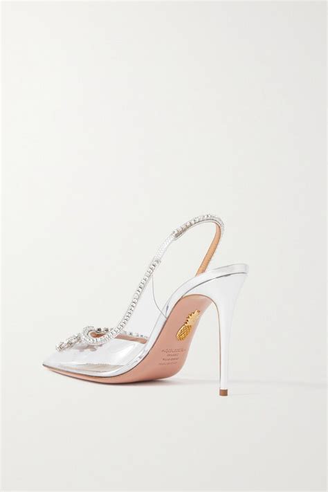 Shop Aquazzura Silver So Nude Crystal Slingback Pump