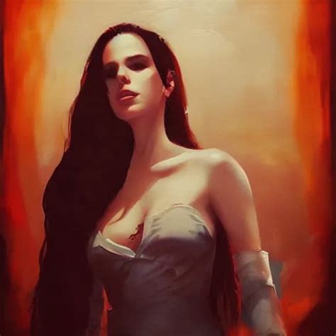 Lana Del Rey In A Grunge Band Oil Painting Tooth Wu Stable