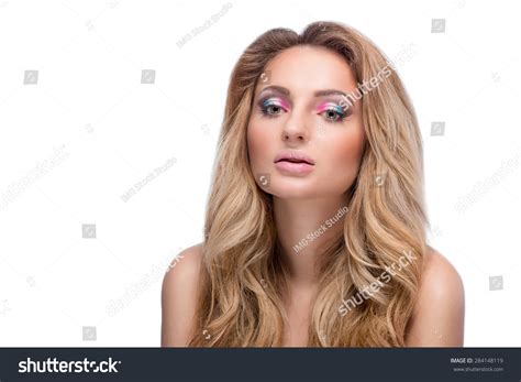 Beautiful Naked Blonde Girl Bright Makeup Stock Photo Shutterstock