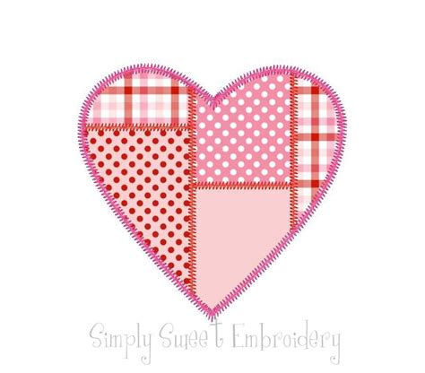 Patchwork Heart Machine Embroidery Applique Design Etsy